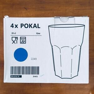IKEA POKAL Blue 12 oz Glasses (Set of 4)